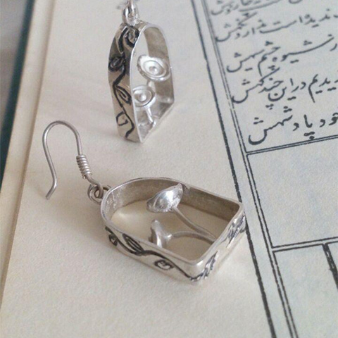 گوشواره زنانه نقره دستساز سفارشی کادویی