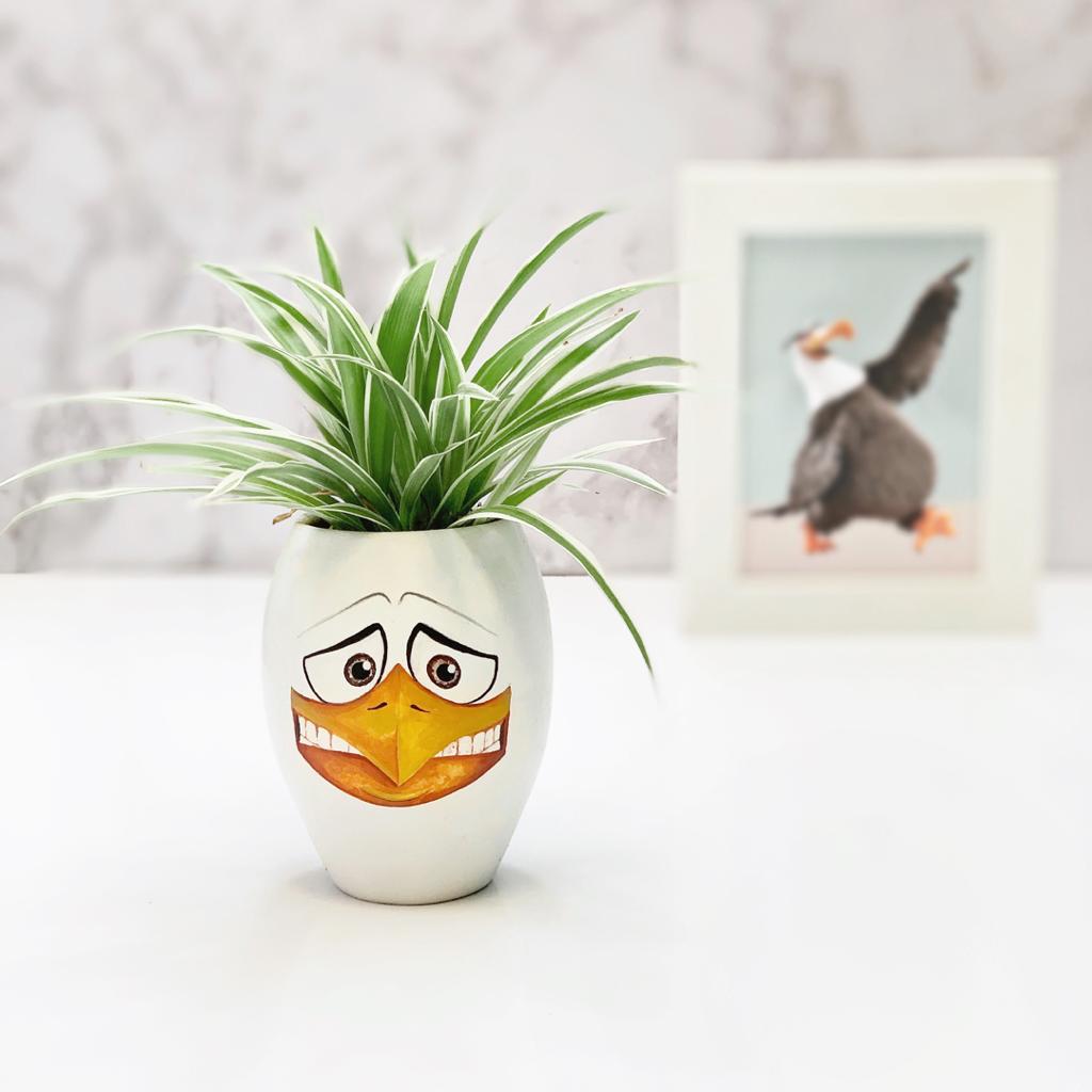گلدان سفالی طرح پرنده سفید انگری بردز (Angry Birds)