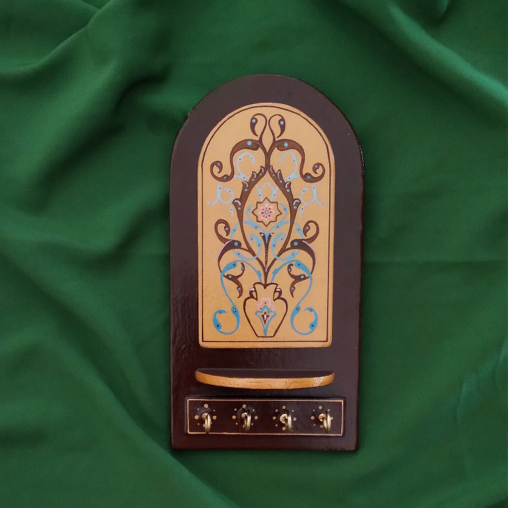 جاکلیدی دیواری طرح سنتی  پاپیه ماشه فدک