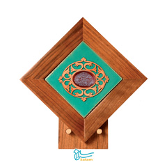 تندیس کاشی لعابدار سنتی و عقیق طرح انا اله و ملائکه