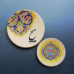 بشقاب سفالی دکوری نقاشی شده با دست