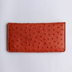 کیف پول چرم طبیعی شترمرغ قرمز