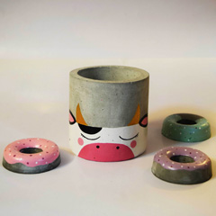 گلدان (جاقلمی) بتنی طرح گاو فانتزی